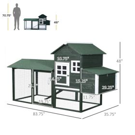 Wooden Chicken Coop, Hen House Outdoor With Run Nesting Box, Asphalt Roof, Removable Tray, Multiple Packages Shipped. Please Pay Attention To The Dime