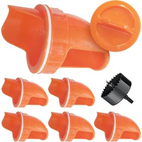 Durable Chicken Feeder Rain Proof Poultry Feeder Port Gravity Feed Kit For Buckets, Barrels, Bins, Troughs, Easy Clean - 6 Pack With Hole Saw For Easy