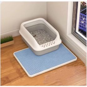 Cat Litter Mat Double Layer Filter Anti-bring Out (Option: Sky Blue-55x75)
