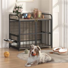 39 Inch Indoor Metal Dog Cage (Option: Gray)