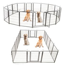 16 Panels Dog Playpen For Outdoor,yard,camping,31.6Height Dog Fence With 2 Doors. (Color: black)