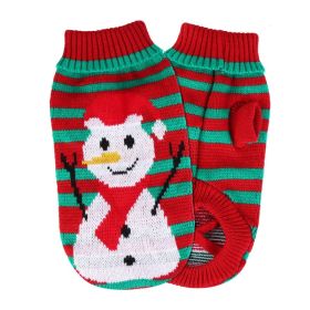2 Patterns 4 Sizes Option-- 1Pc Pet Christmas Turtleneck Sweater Dog Cat Christmas Clothes Snowman Stripes Costume Winter Holiday Sweater For Small Me (Option: SnowmanM)