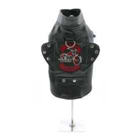 Biker Dawg Motorcycle Dog Jacket (Color: black, size: X-Small)