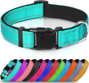 Reflective Dog Collar; Soft Neoprene Padded Breathable Nylon Pet Collar Adjustable for Medium Dogs (Color: sky blue, size: Large (Pack of 1))