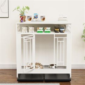 43.3-inch Large Dog Cage Furniture (Color: White)