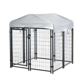 The Dog Playpen Has A Lockable Door And A Waterproof Canopy For Small And Medium-sized Dogs (Color: black)