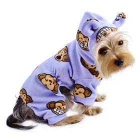 Dog Apparel Adorable Silly Monkey Fleece Dog Pajamas/Bodysuit with Hood (Color: Lavender, size: M)