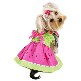 Juicy Watermelon Sundress with Large D-Ring (Color: Pink/Lime, size: M)