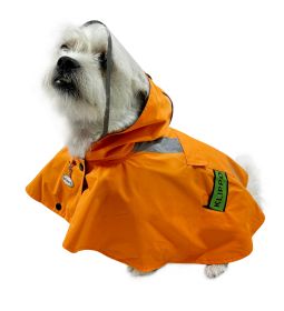 Clear View Poncho Raincoat with Reflective Stripes (Color: Orange, size: M)