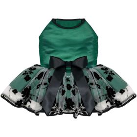 Green and Black Satin Dog Dress (size: XLarge)