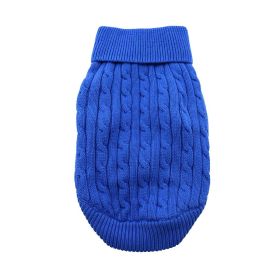 Combed Cotton Cable Knit Dog Sweater (Color: Riverside Blue, size: X-Small)
