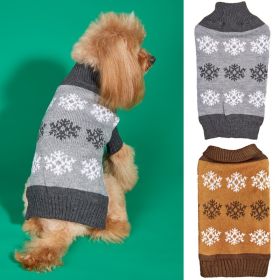 Snowflake Brown Gray Autumn And Winter New Dog Christmas Sweater (Option: Dark brown and grey-XS)