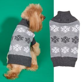 Snowflake Brown Gray Autumn And Winter New Dog Christmas Sweater (Option: Gray-L)